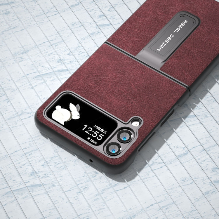 For Samsung Galaxy Z Flip4 Dream Litchi Texture PU Phone Case with Holder