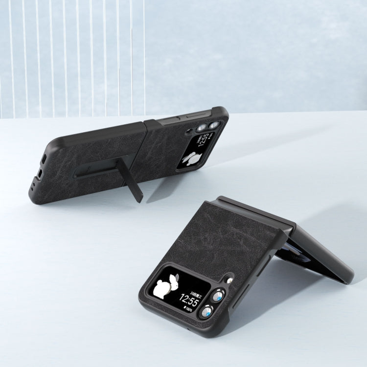 For Samsung Galaxy Z Flip4 Dream Litchi Texture PU Phone Case with Holder