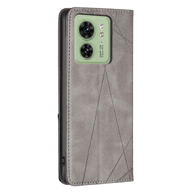 For Motorola Edge 40 Rhombus Texture Magnetic Leather Phone Case