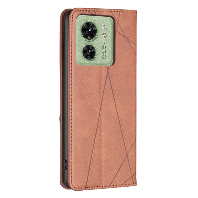 For Motorola Edge 40 Rhombus Texture Magnetic Leather Phone Case