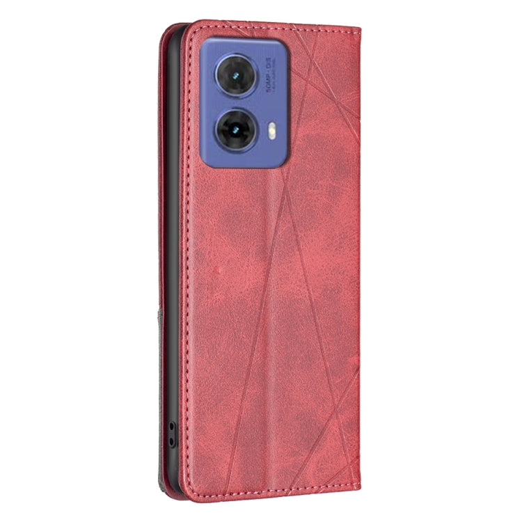 For Motorola Moto G85 Rhombus Texture Magnetic Leather Phone Case