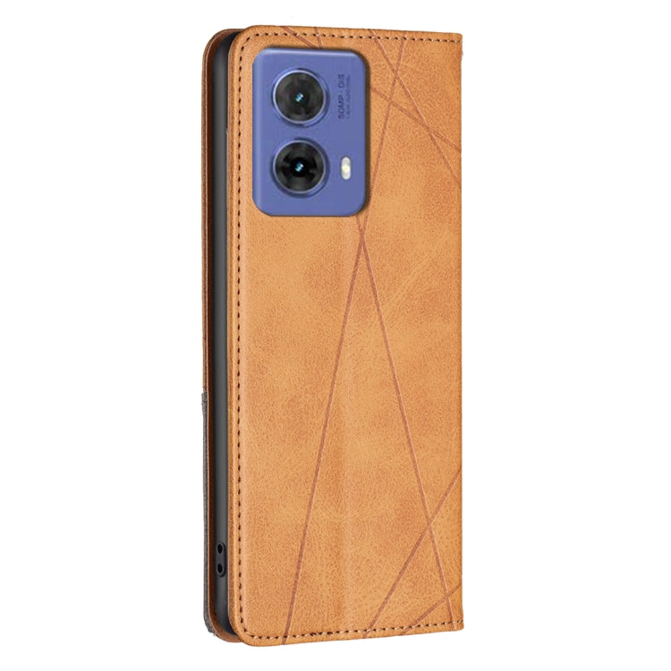 For Motorola Moto G85 Rhombus Texture Magnetic Leather Phone Case
