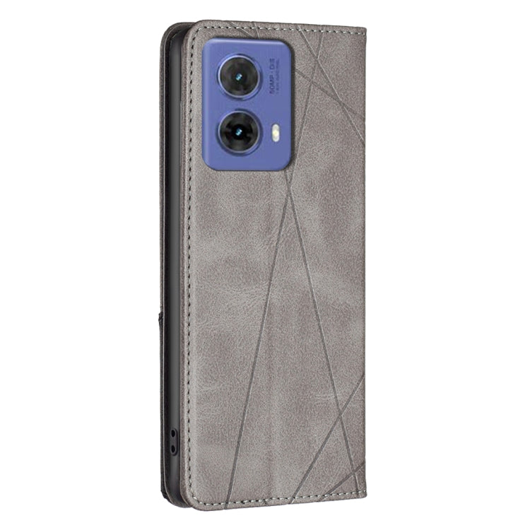 For Motorola Moto G85 Rhombus Texture Magnetic Leather Phone Case