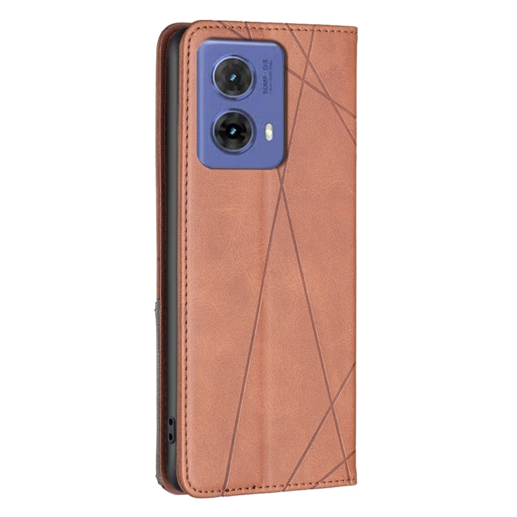 For Motorola Moto G85 Rhombus Texture Magnetic Leather Phone Case