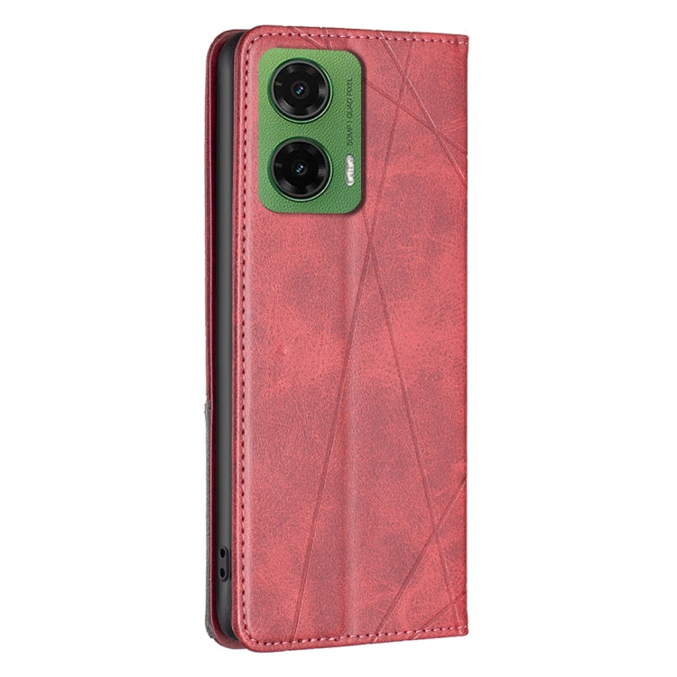 For Motorola Moto G35 Rhombus Texture Magnetic Leather Phone Case