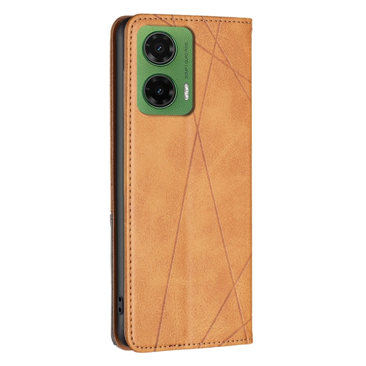 For Motorola Moto G35 Rhombus Texture Magnetic Leather Phone Case