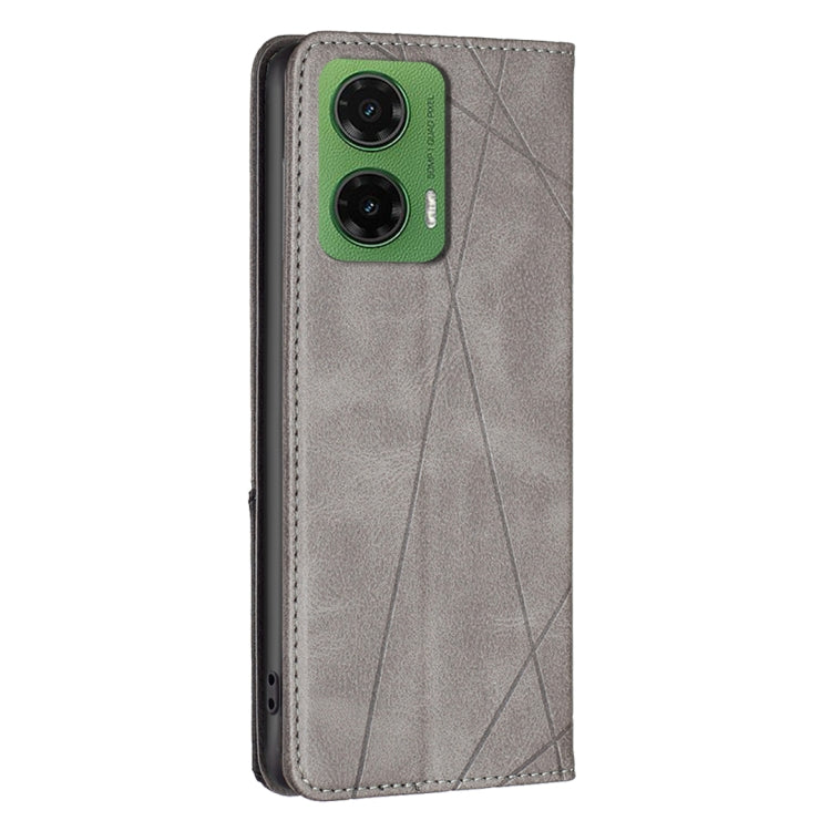 For Motorola Moto G35 Rhombus Texture Magnetic Leather Phone Case