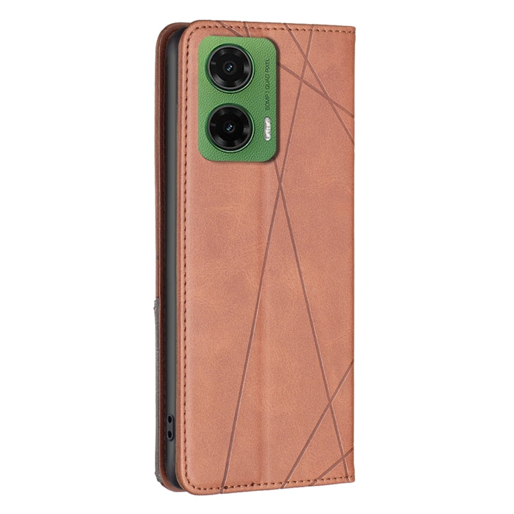 For Motorola Moto G35 Rhombus Texture Magnetic Leather Phone Case