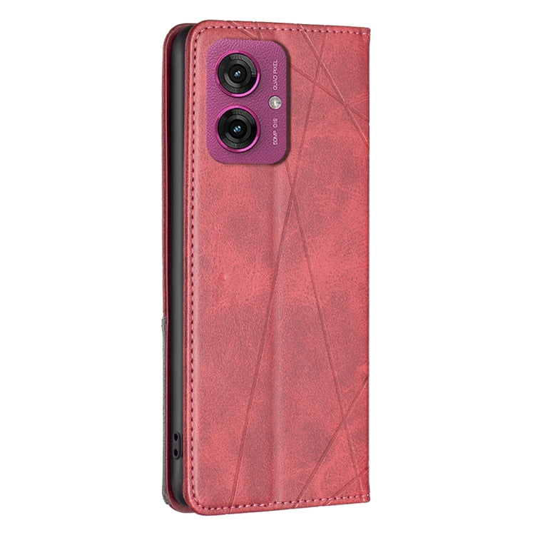 For Motorola Moto G55 Rhombus Texture Magnetic Leather Phone Case