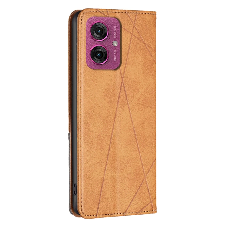For Motorola Moto G55 Rhombus Texture Magnetic Leather Phone Case