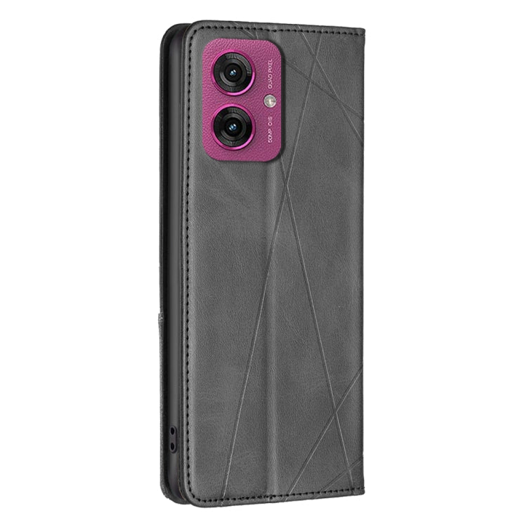 For Motorola Moto G55 Rhombus Texture Magnetic Leather Phone Case