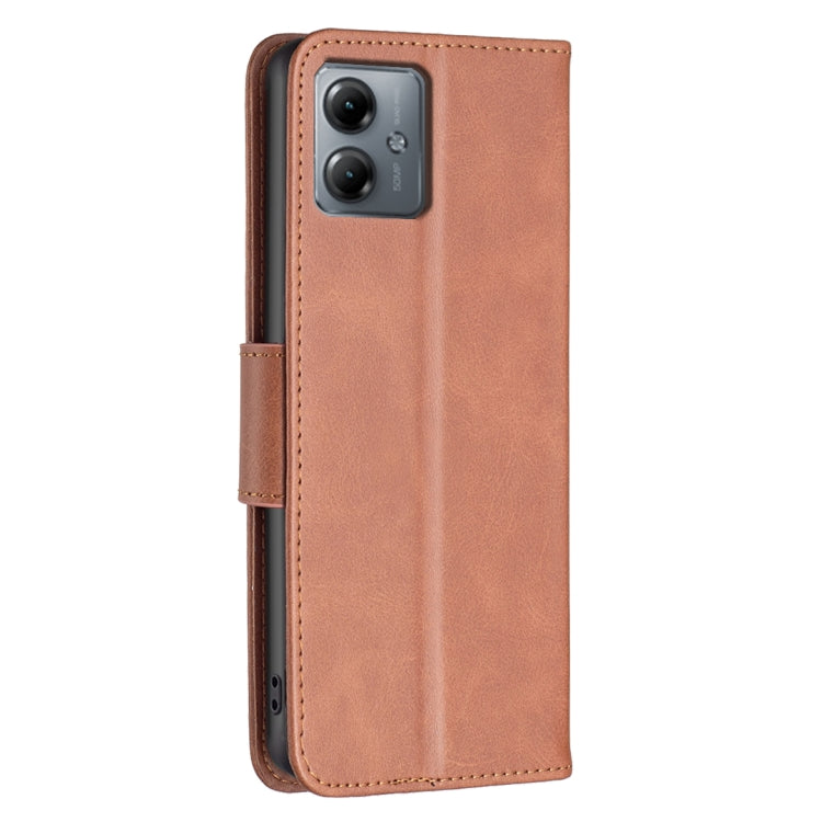 For Motorola Moto G14 4G Lambskin Texture Pure Color Flip Leather Phone Case