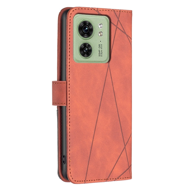 For Motorola Edge 40 Magnetic Buckle Rhombus Texture Leather Phone Case