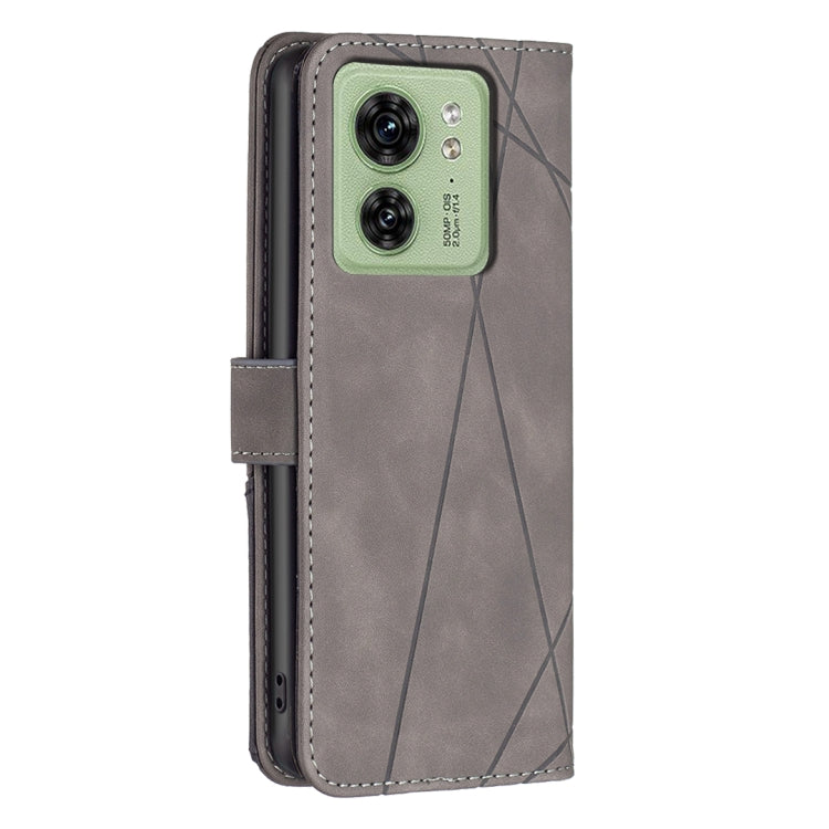 For Motorola Edge 40 Magnetic Buckle Rhombus Texture Leather Phone Case