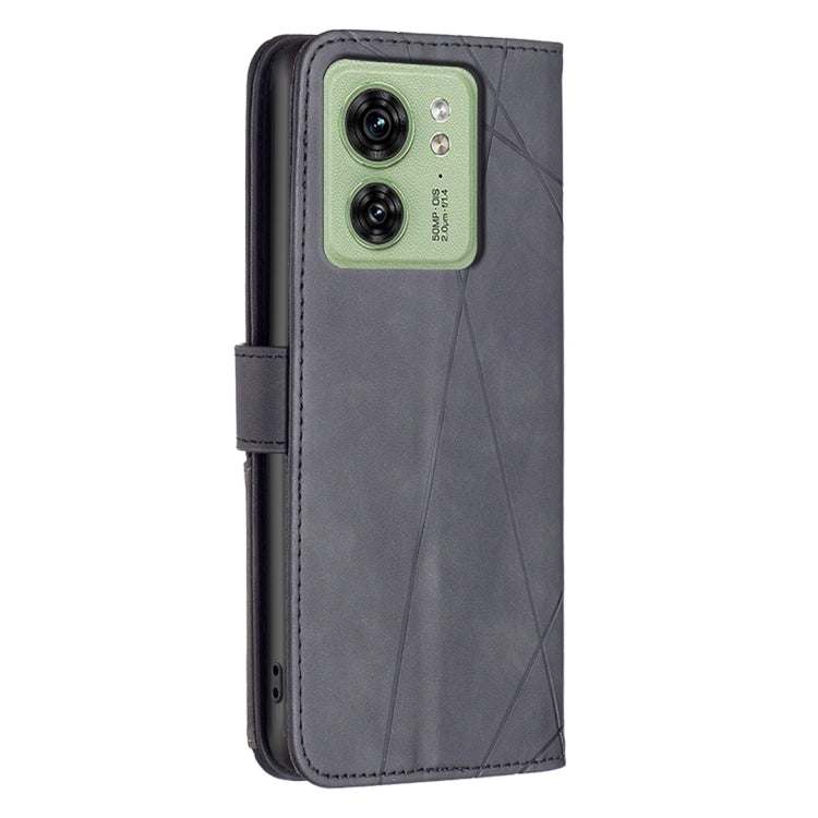For Motorola Edge 40 Magnetic Buckle Rhombus Texture Leather Phone Case