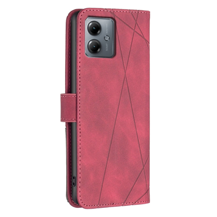 For Motorola Moto G14 4G Magnetic Buckle Rhombus Texture Leather Phone Case