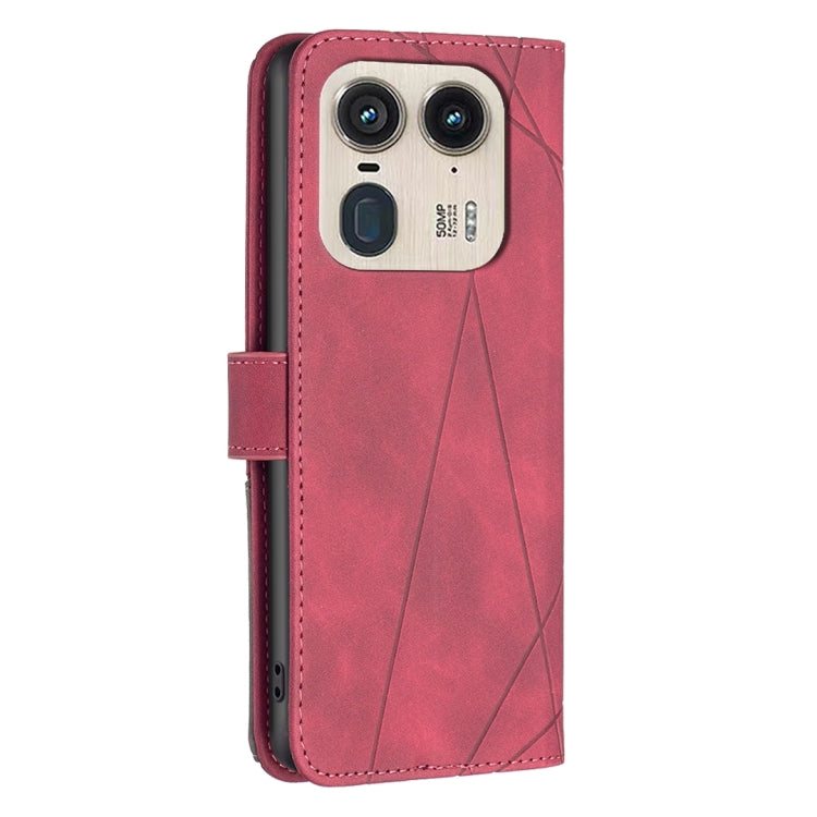 For Motorola Edge 50 Ultra Magnetic Buckle Rhombus Texture Leather Phone Case