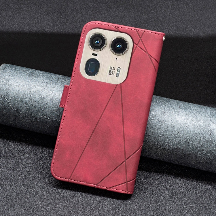 For Motorola Edge 50 Ultra Magnetic Buckle Rhombus Texture Leather Phone Case