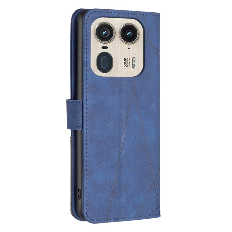 For Motorola Edge 50 Ultra Magnetic Buckle Rhombus Texture Leather Phone Case