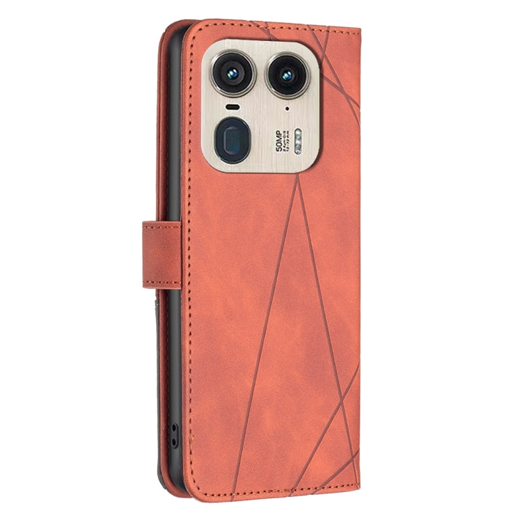 For Motorola Edge 50 Ultra Magnetic Buckle Rhombus Texture Leather Phone Case