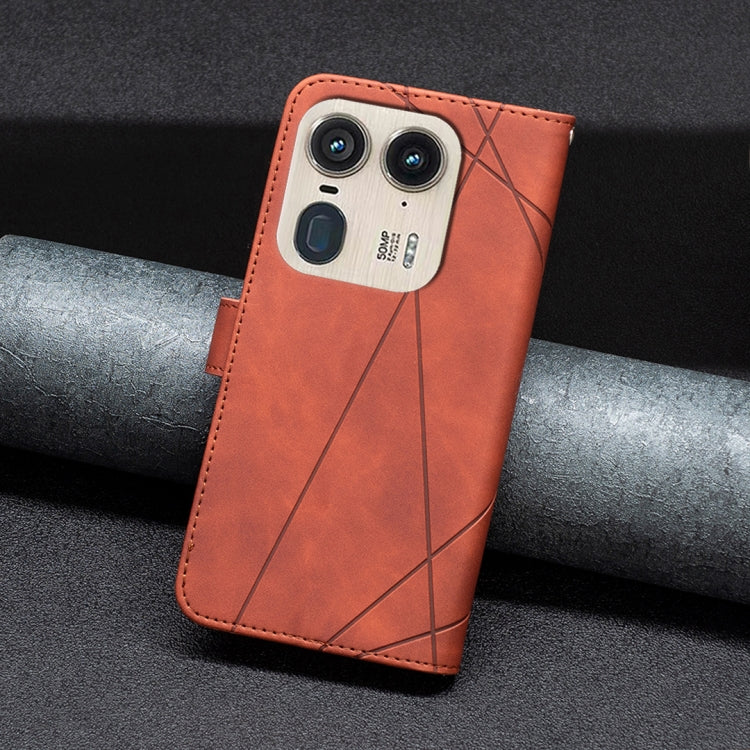 For Motorola Edge 50 Ultra Magnetic Buckle Rhombus Texture Leather Phone Case
