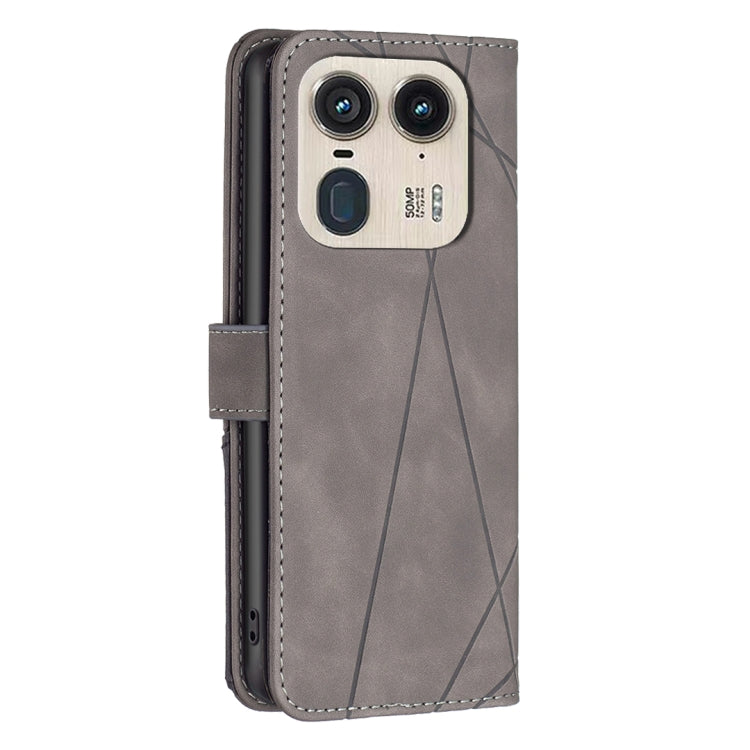 For Motorola Edge 50 Ultra Magnetic Buckle Rhombus Texture Leather Phone Case