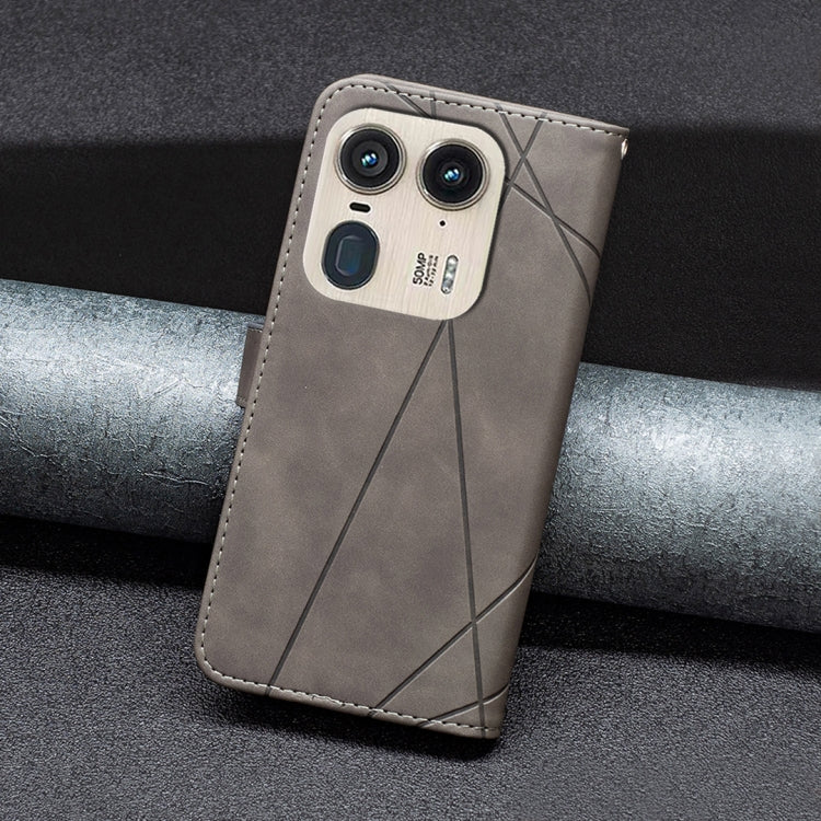 For Motorola Edge 50 Ultra Magnetic Buckle Rhombus Texture Leather Phone Case