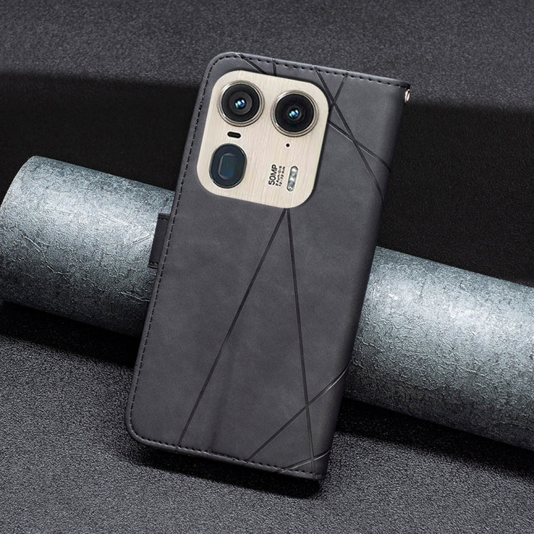 For Motorola Edge 50 Ultra Magnetic Buckle Rhombus Texture Leather Phone Case