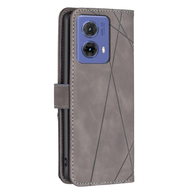 For Motorola Moto G85 Magnetic Buckle Rhombus Texture Leather Phone Case