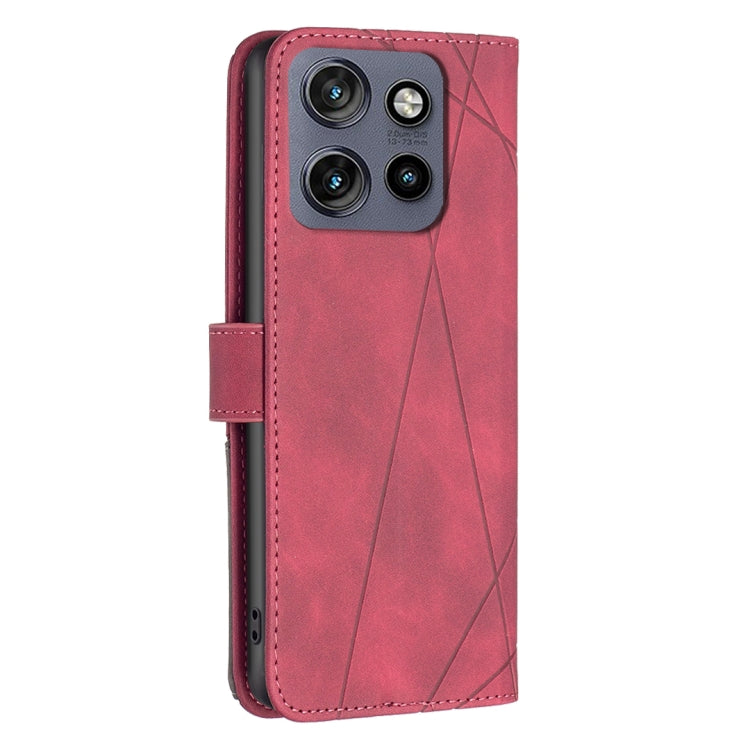 For Motorola Edge 50 Neo Magnetic Buckle Rhombus Texture Leather Phone Case