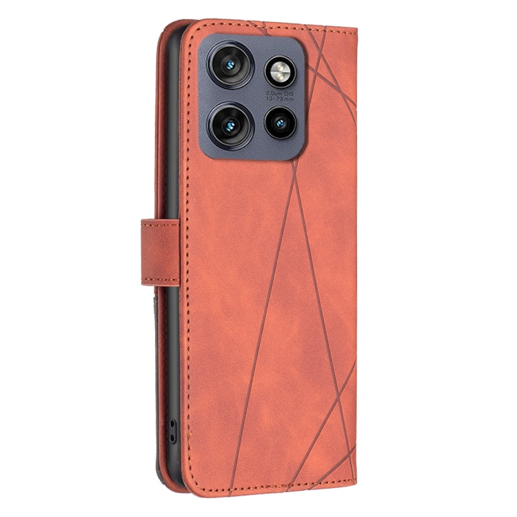 For Motorola Edge 50 Neo Magnetic Buckle Rhombus Texture Leather Phone Case
