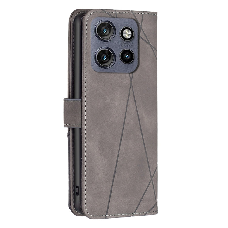 For Motorola Edge 50 Neo Magnetic Buckle Rhombus Texture Leather Phone Case