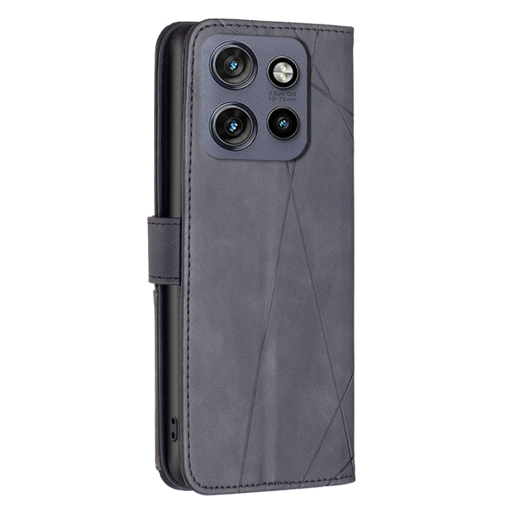 For Motorola Edge 50 Neo Magnetic Buckle Rhombus Texture Leather Phone Case