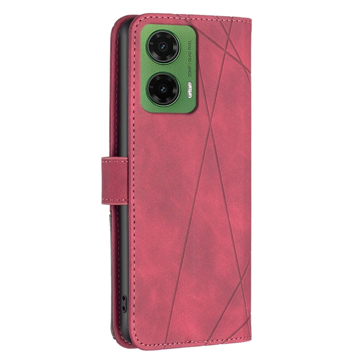 For Motorola Moto G35 Magnetic Buckle Rhombus Texture Leather Phone Case