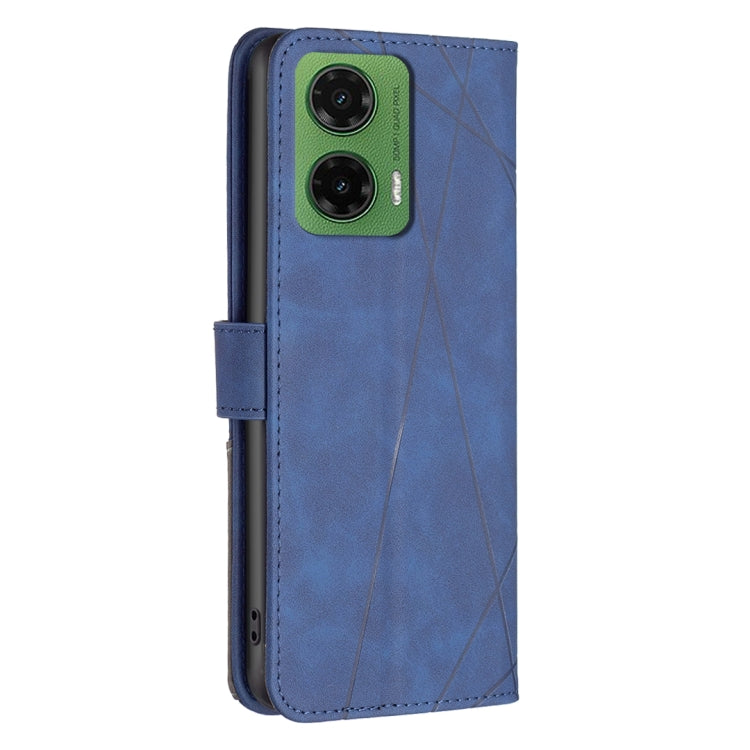 For Motorola Moto G35 Magnetic Buckle Rhombus Texture Leather Phone Case