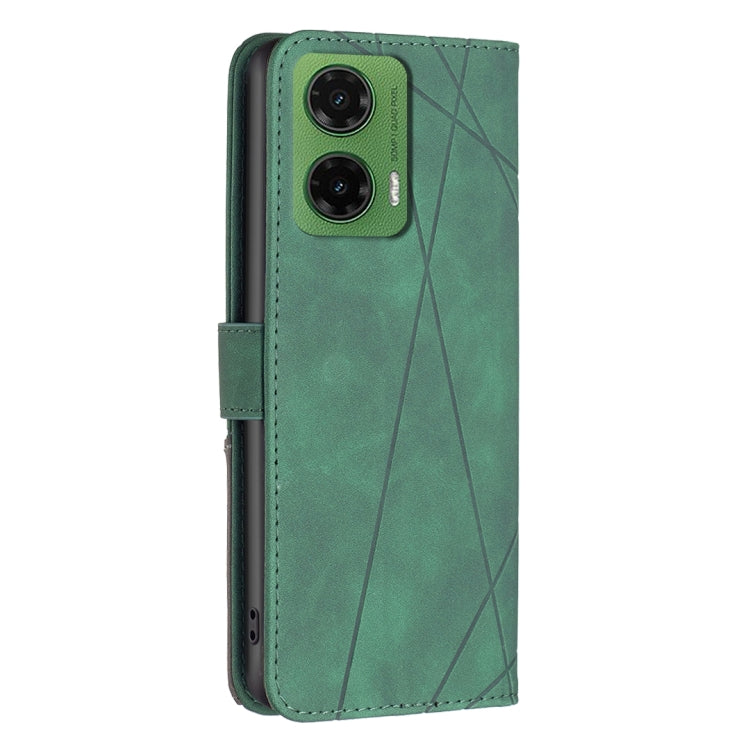 For Motorola Moto G35 Magnetic Buckle Rhombus Texture Leather Phone Case