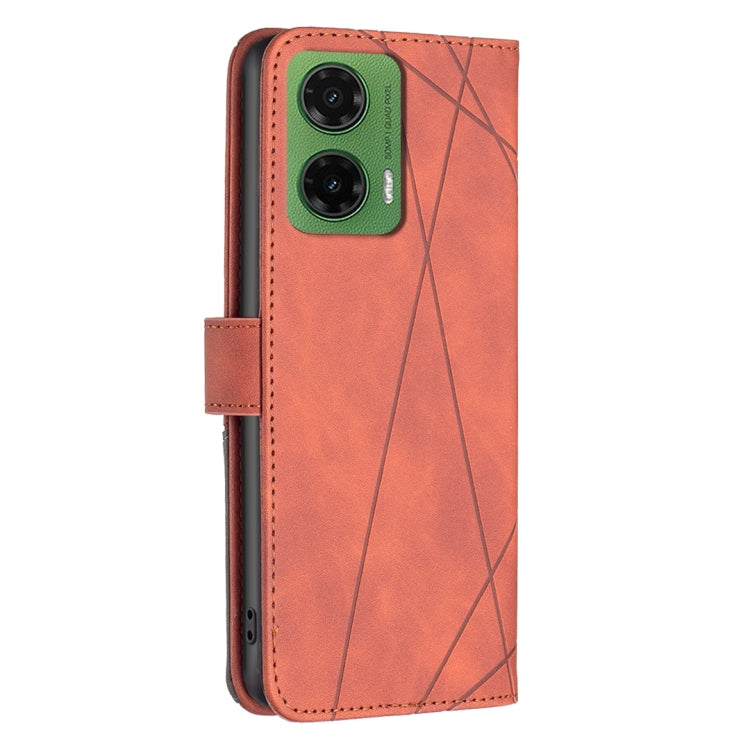 For Motorola Moto G35 Magnetic Buckle Rhombus Texture Leather Phone Case