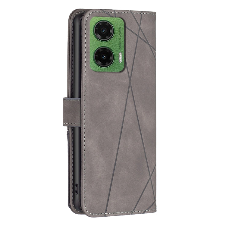 For Motorola Moto G35 Magnetic Buckle Rhombus Texture Leather Phone Case