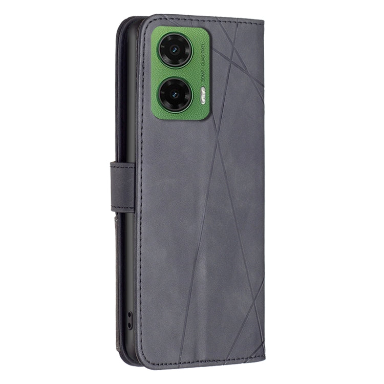 For Motorola Moto G35 Magnetic Buckle Rhombus Texture Leather Phone Case
