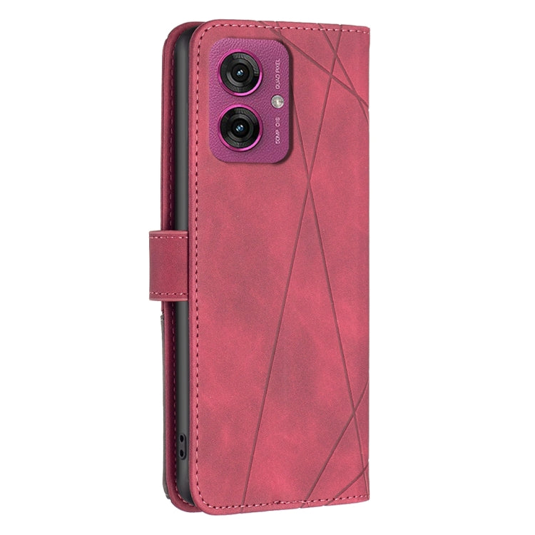 For Motorola Moto G55 Magnetic Buckle Rhombus Texture Leather Phone Case