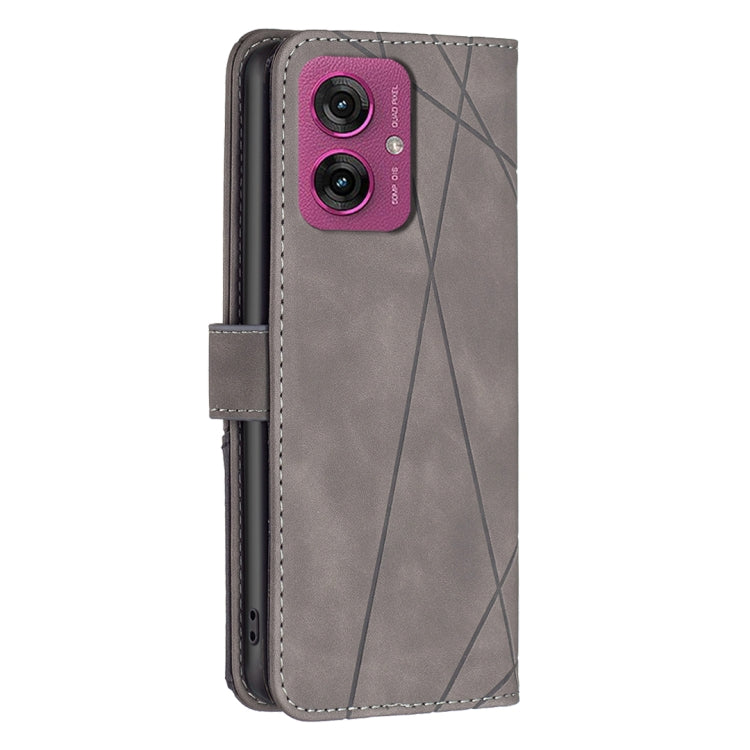 For Motorola Moto G55 Magnetic Buckle Rhombus Texture Leather Phone Case