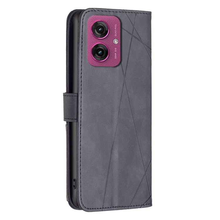 For Motorola Moto G55 Magnetic Buckle Rhombus Texture Leather Phone Case