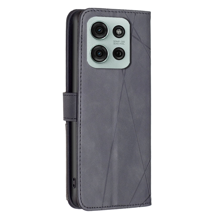 For Motorola Moto G75 5G Magnetic Buckle Rhombus Texture Leather Phone Case