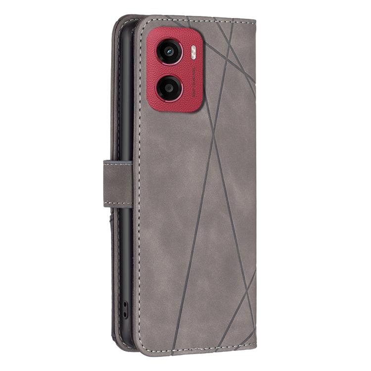 For Motorola Moto G05 Magnetic Buckle Rhombus Texture Leather Phone Case