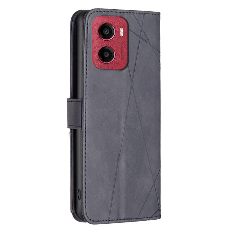 For Motorola Moto G05 Magnetic Buckle Rhombus Texture Leather Phone Case