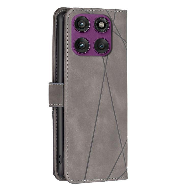 For Motorola Edge 60 Pro Magnetic Buckle Rhombus Texture Leather Phone Case