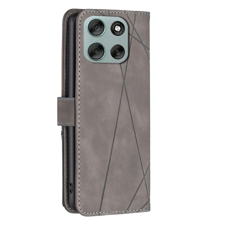 For Motorola Moto G56 5G Magnetic Buckle Rhombus Texture Leather Phone Case