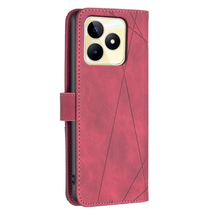 For Realme C53 Magnetic Buckle Rhombus Texture Leather Phone Case