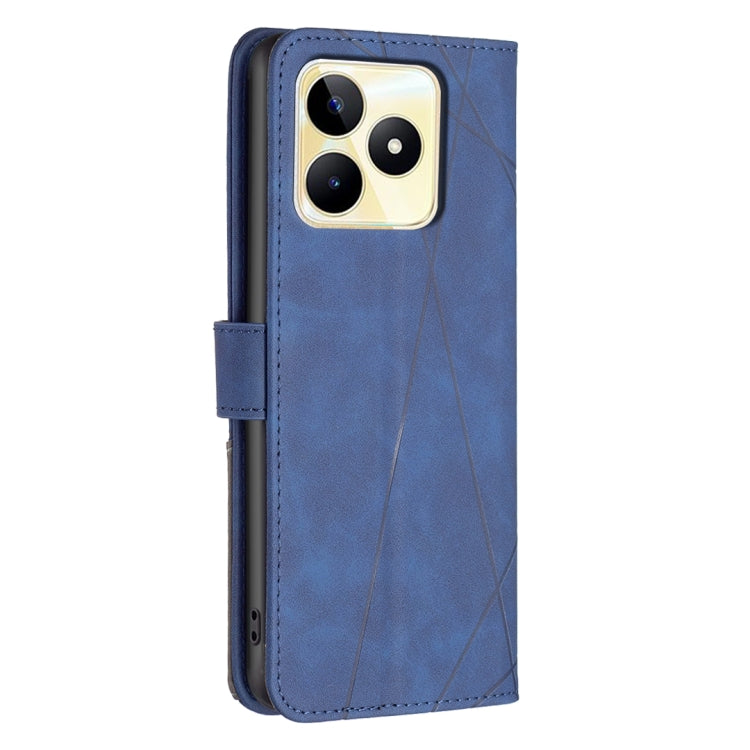 For Realme C53 Magnetic Buckle Rhombus Texture Leather Phone Case