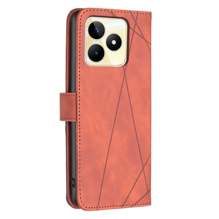For Realme C53 Magnetic Buckle Rhombus Texture Leather Phone Case